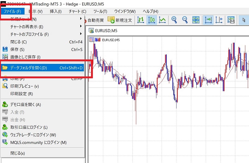 MT5 データフォルダを開く