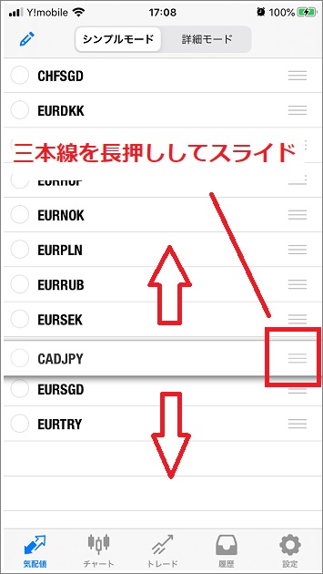 MT5 移動した場所までスライド