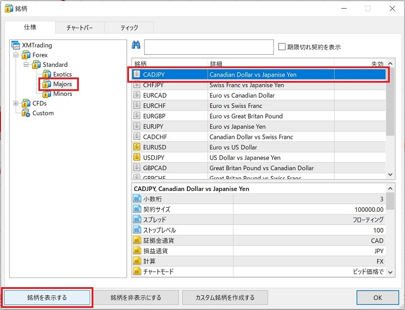 MT5 銘柄を表示表示