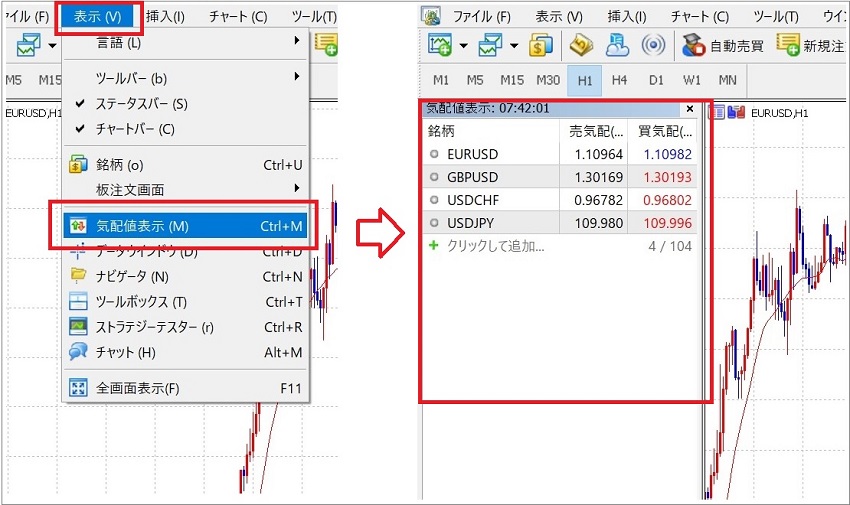 MT5 気配値表示